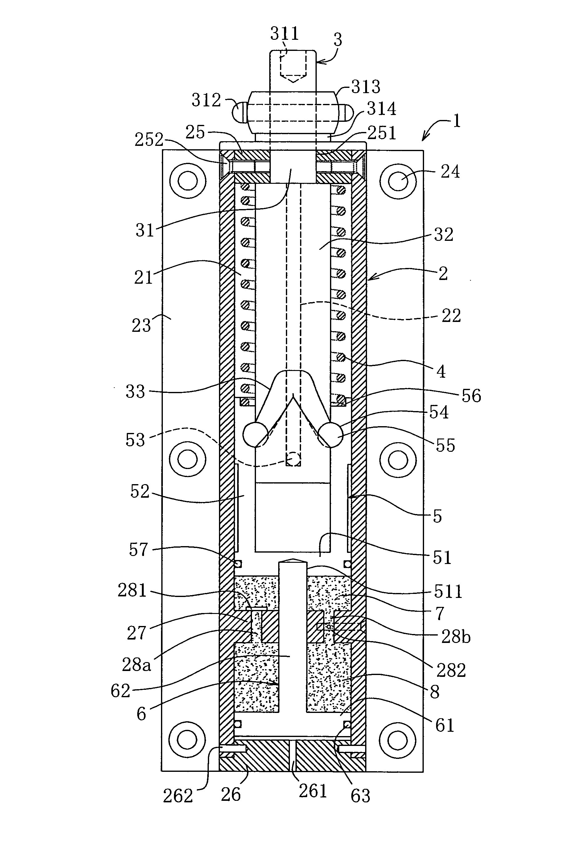 Hinge for automatically-closing door which opens in both directions and structure for door which opening in both directions