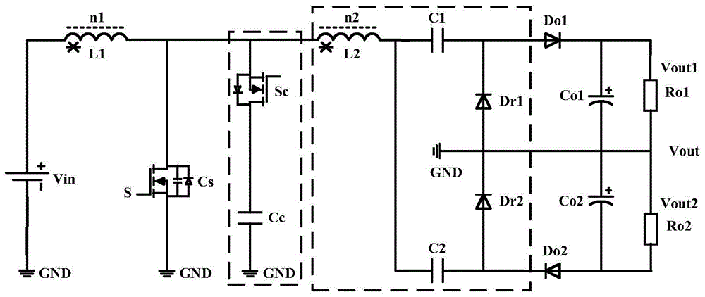 Dual-output bus-type high-gain converter based on coupled inductor voltage doubling structure