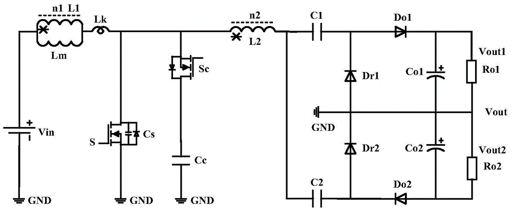 Dual-output bus-type high-gain converter based on coupled inductor voltage doubling structure