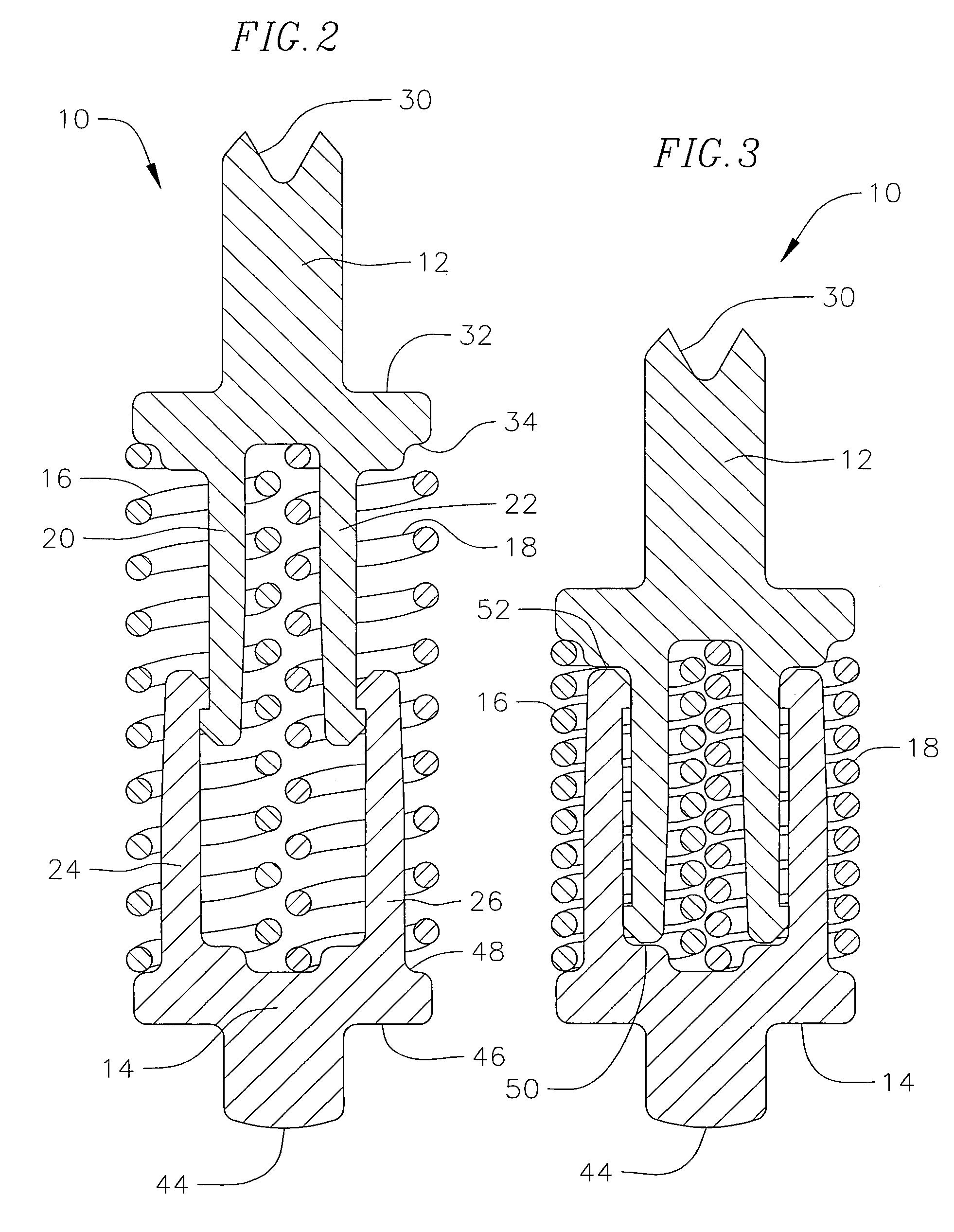 Electrical contact probe with compliant internal interconnect