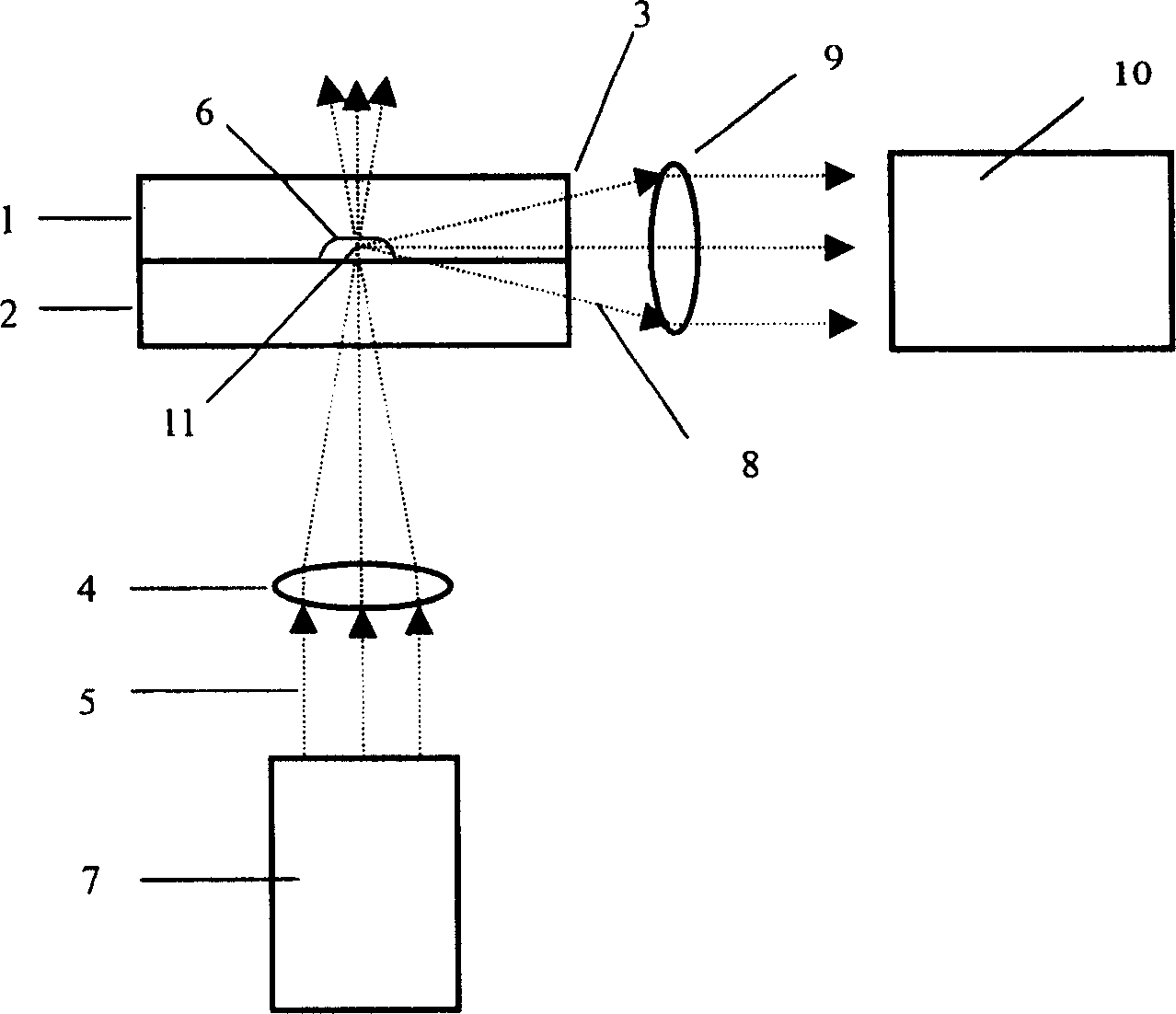 An orthogonal light path type fluorescent detection device for microchip analysis