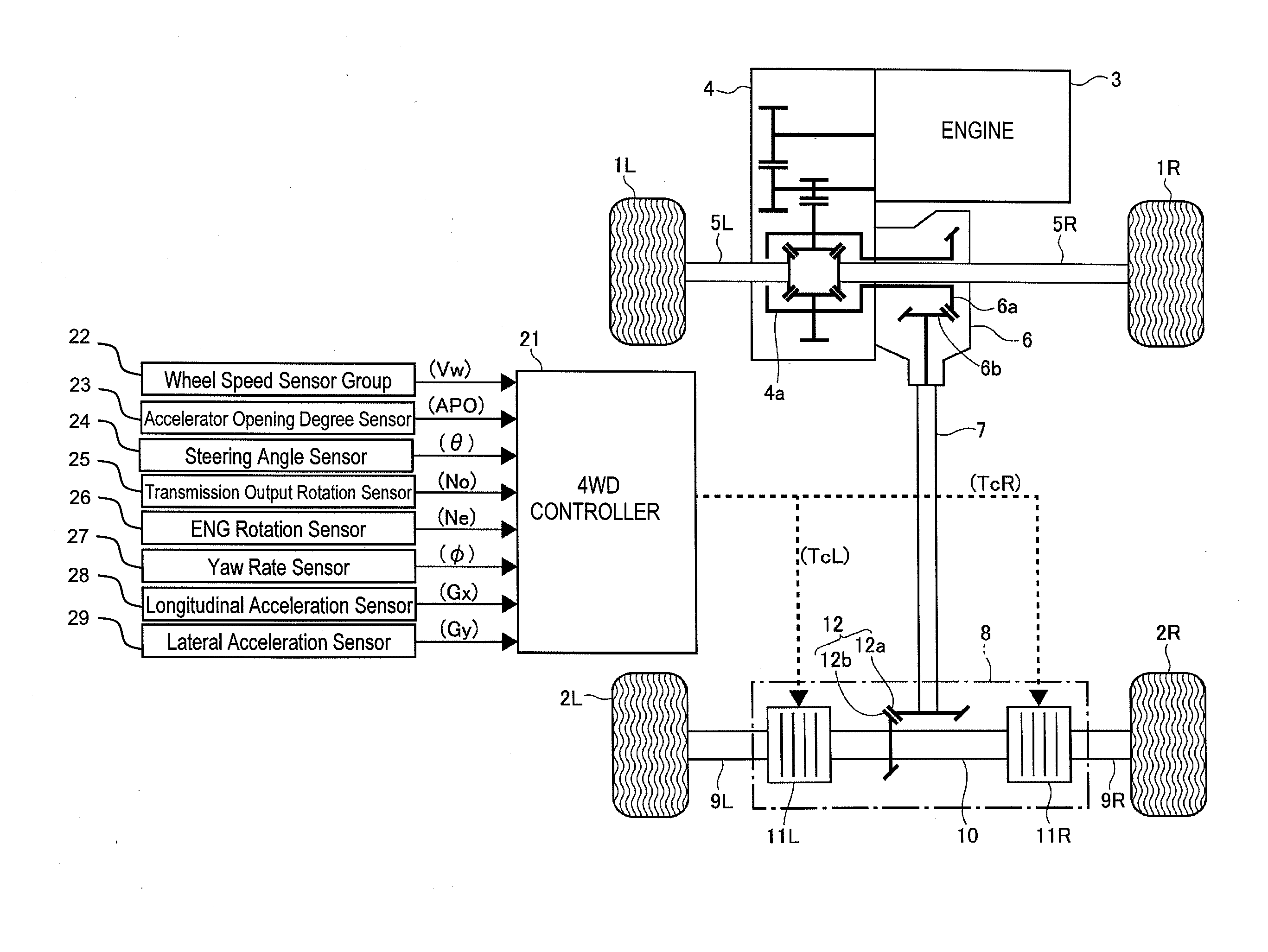 Left-right wheel drive force distribution control apparatus for a vehicle