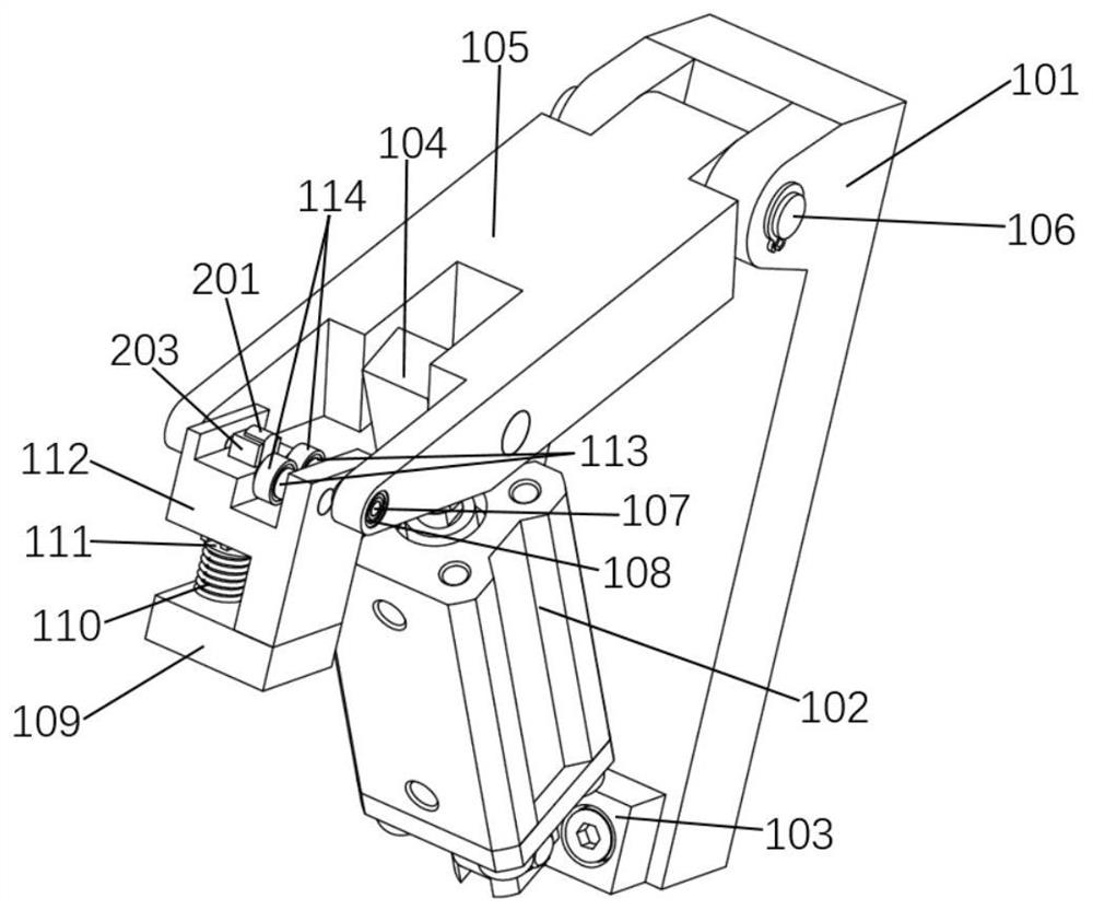 A follow-up tracking device for a camshaft magnetic flux leakage probe