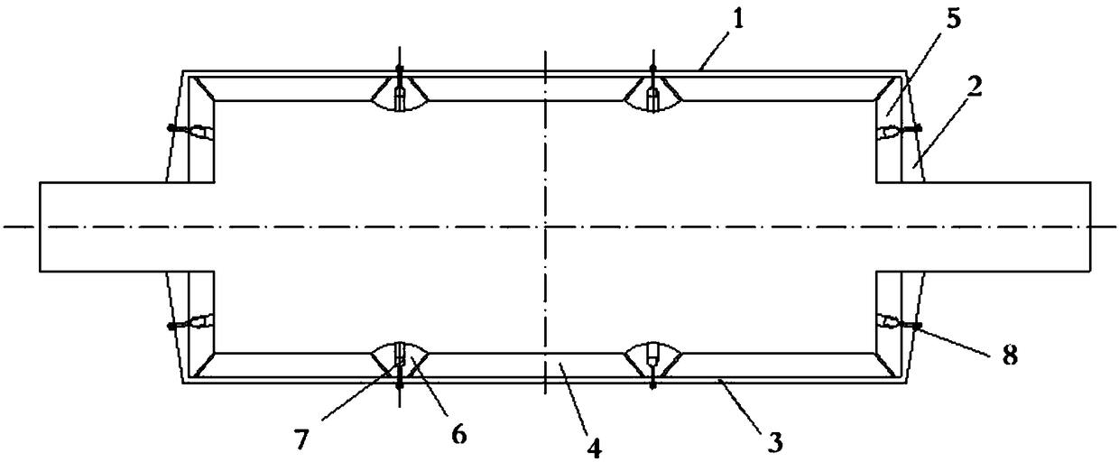 An overflow ball mill with wedge-shaped liner plate structure and its liner plate installation method