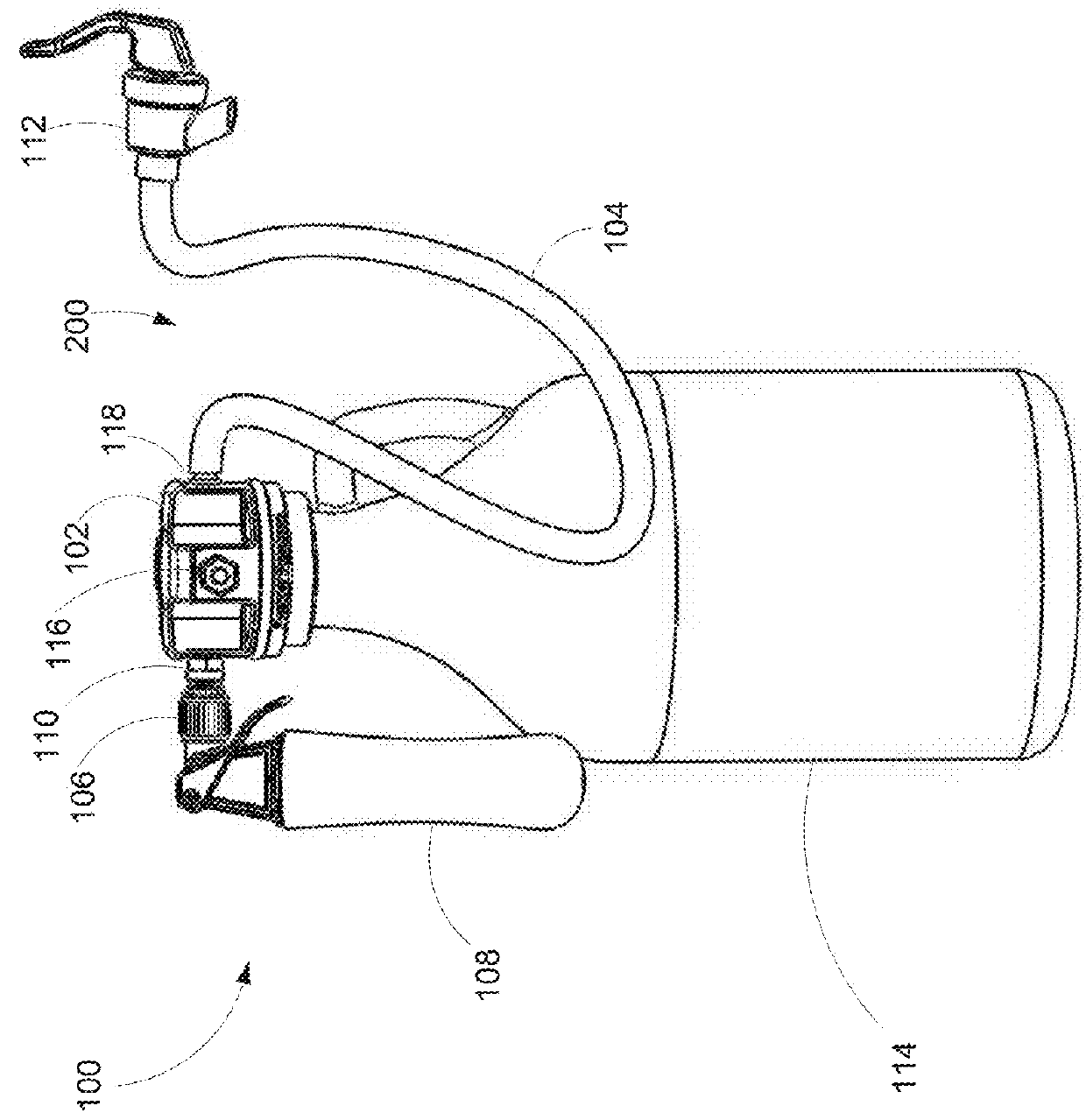 Liquid container pressurization and dispensing device