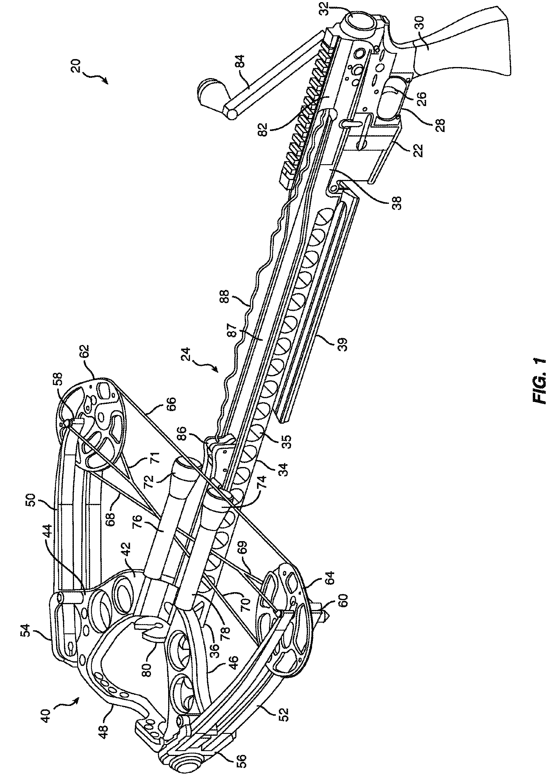 Crossbow stock having lower floating rail