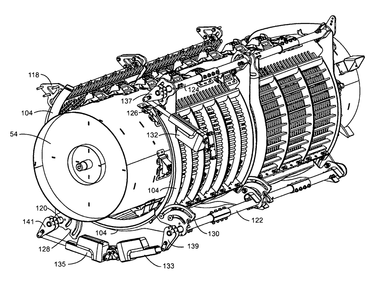 Three Section Threshing Concave Configuration and Adjustment Mechanism for an Agricultural Harvesting Combine