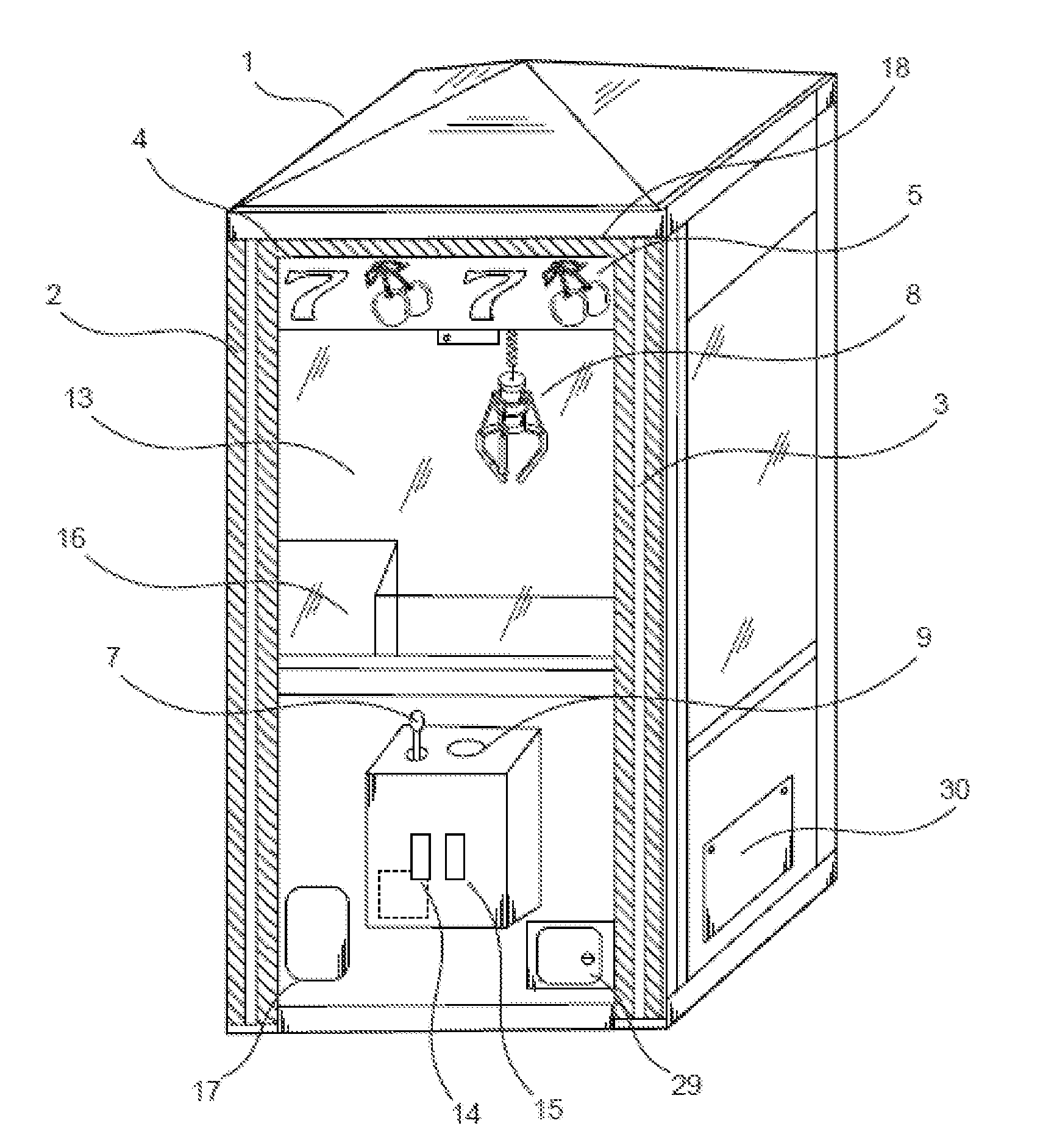 Amusement machine including a crane game in combination with a thermal printer