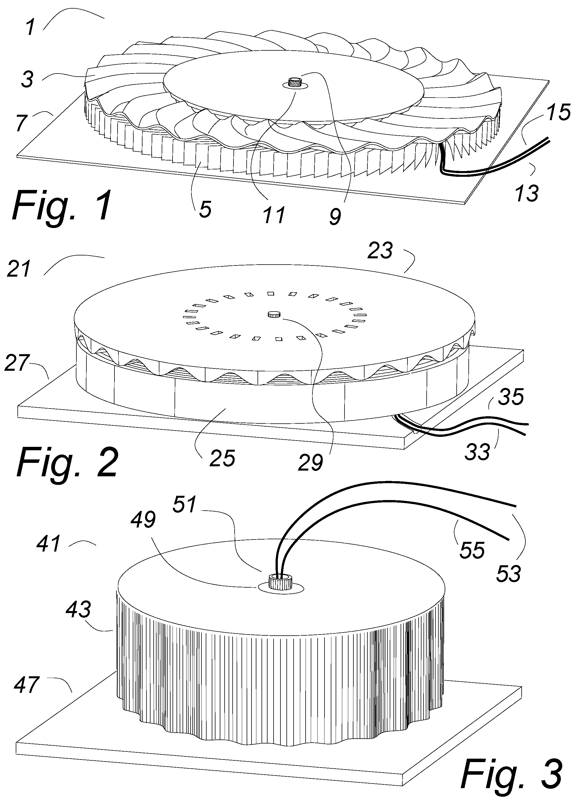 Wave-fans and wave-fans with heat sinks