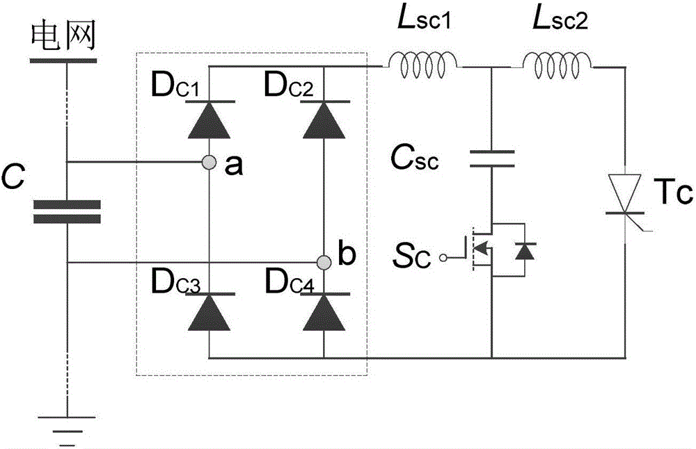 Thyristor soft switch switching circuit of static reactive power compensator and control method