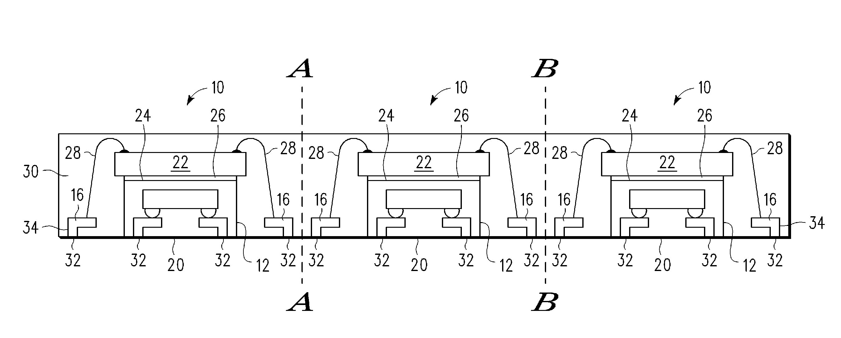 Array quad flat no-lead package and method of forming same