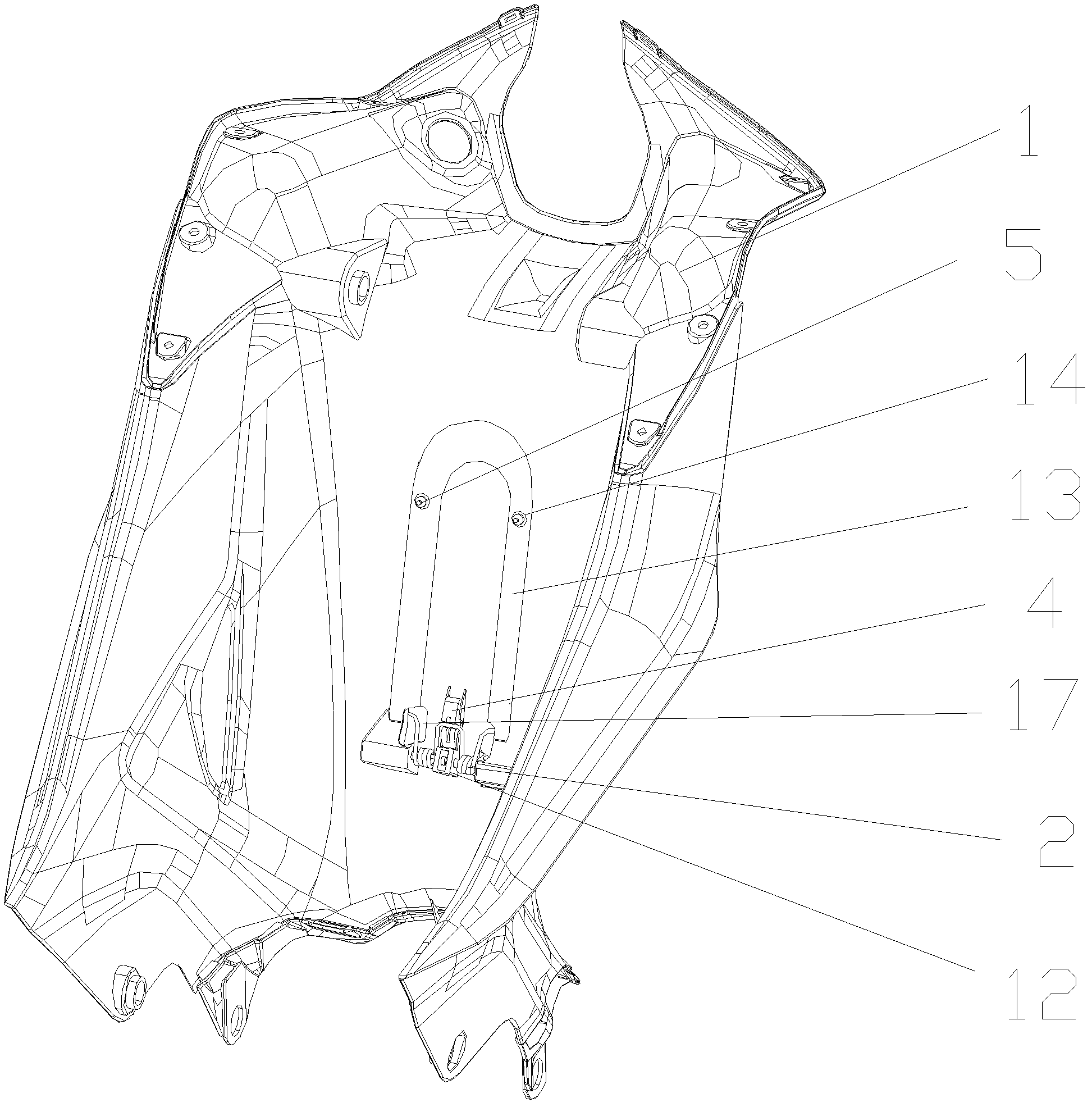 Medium goods shelf assembly and motorcycle with same