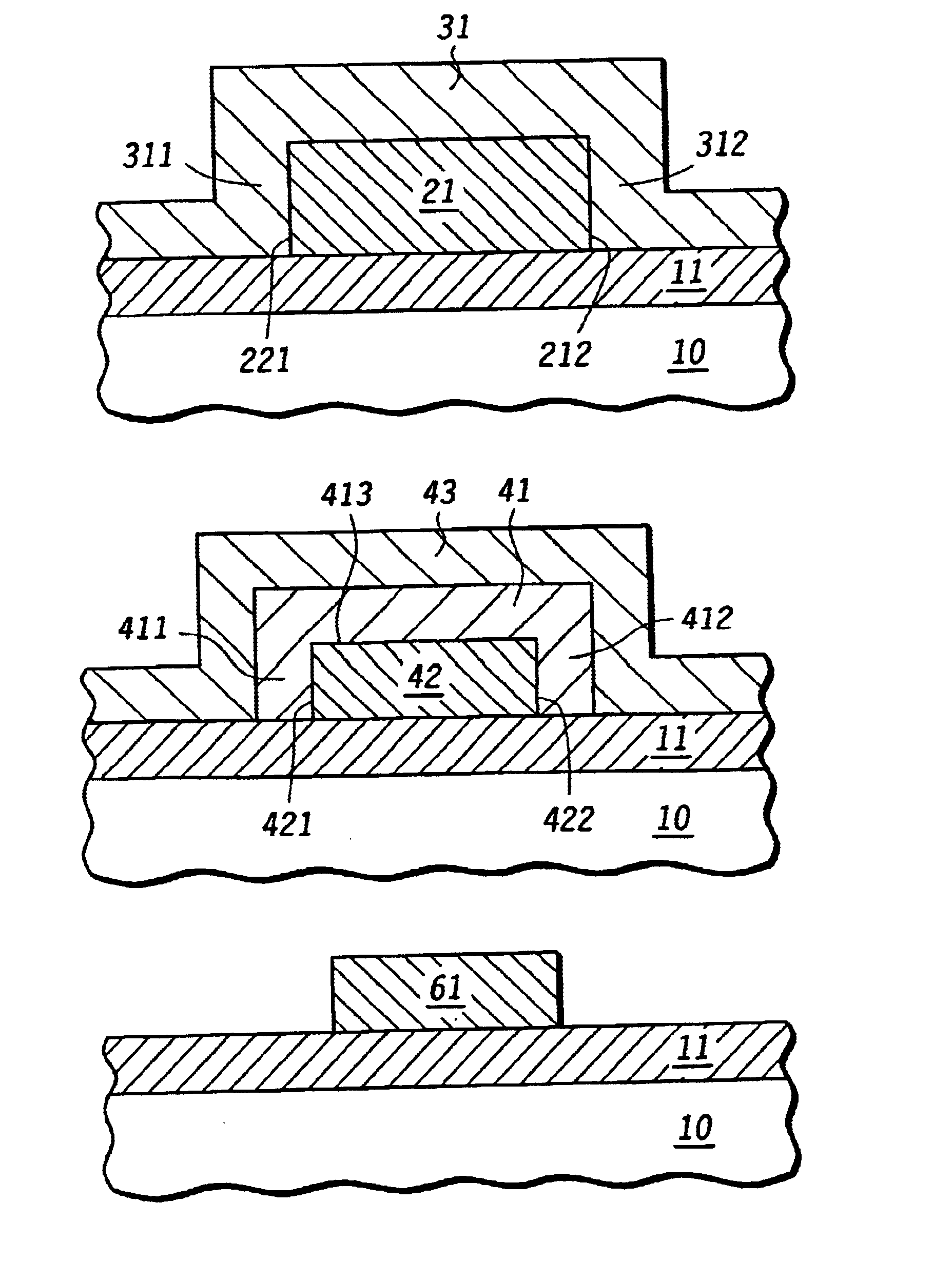 Method for forming an electronic structure using etch