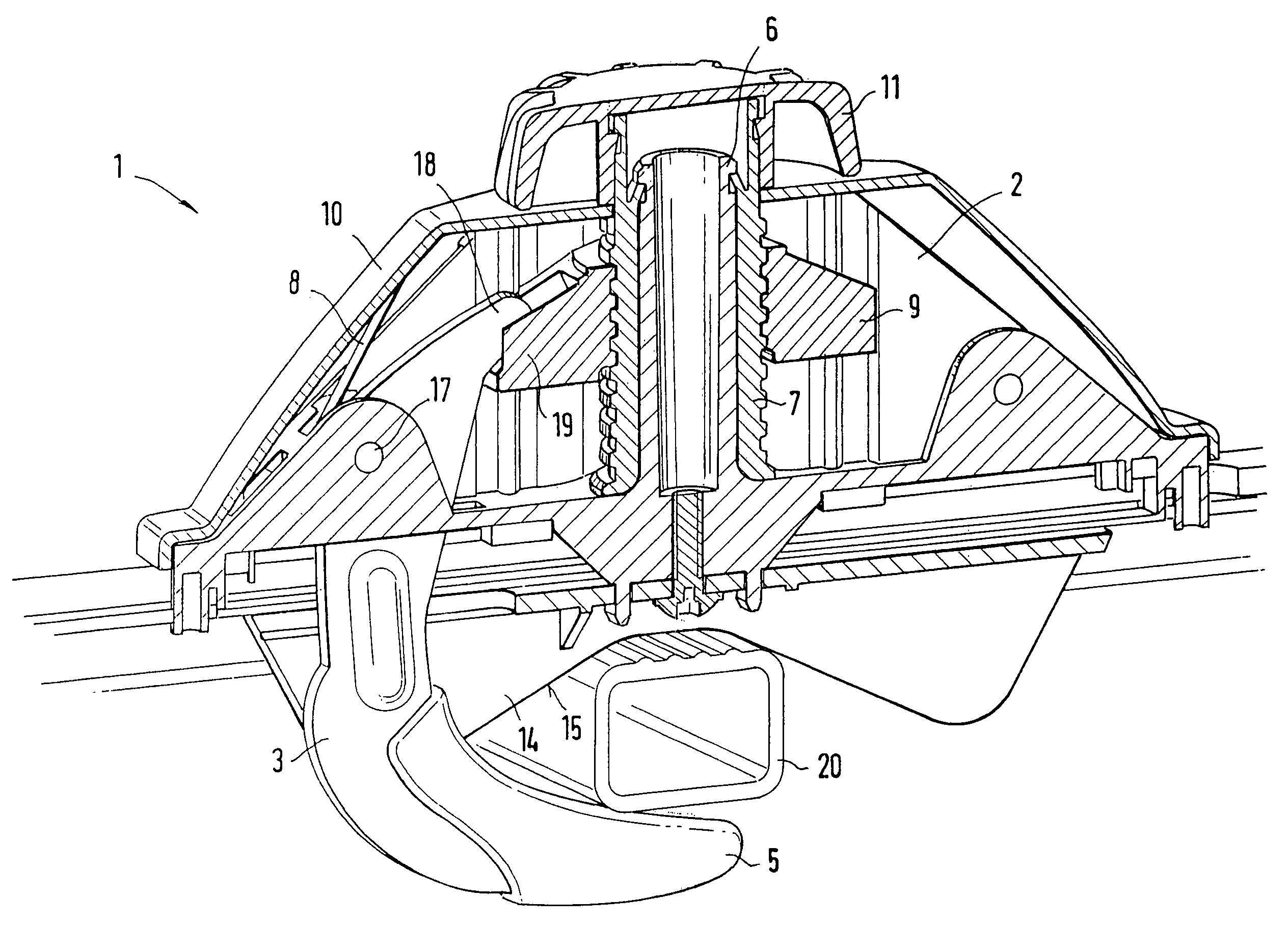 Fixing device for fastening a roof box