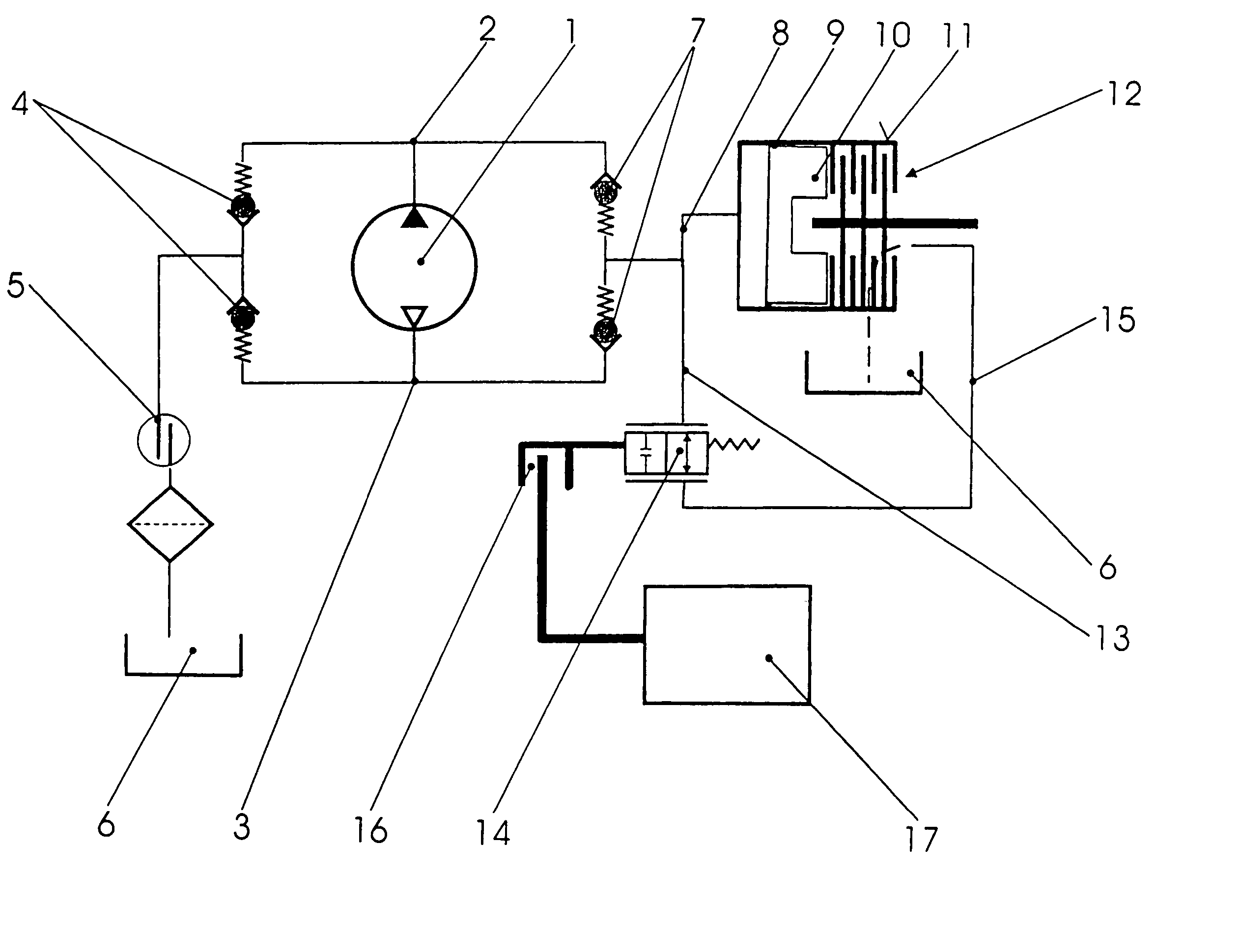 Speed differential-dependent hydraulic clutch with a control valve