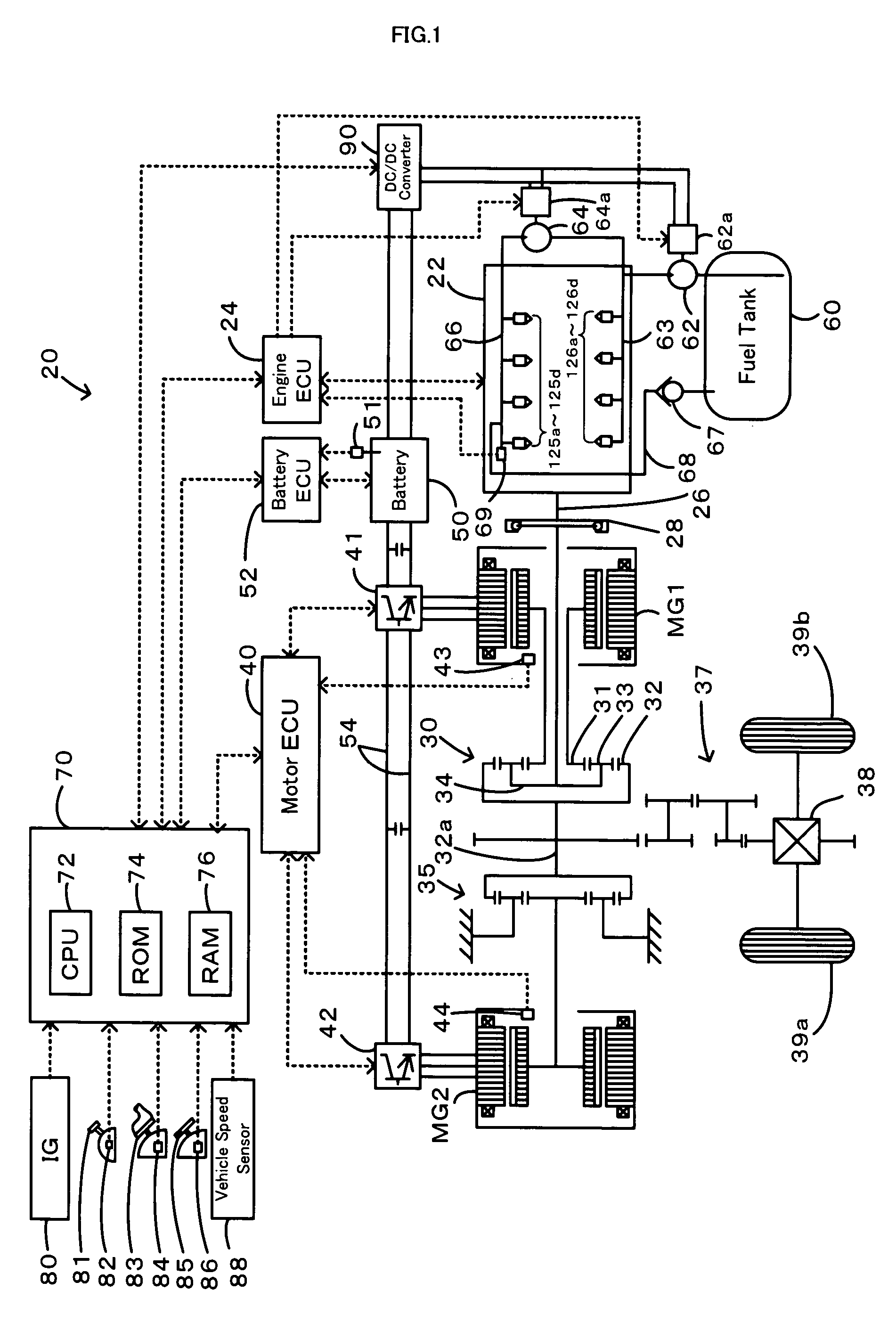 Power output apparatus, vehicle equipped with power output apparatus, and control method of power output apparatus