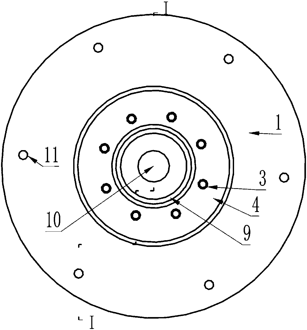 Magnetron sputtering inlet sealing flange of magnetron sputtering machine