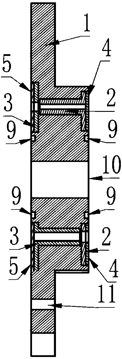 Magnetron sputtering inlet sealing flange of magnetron sputtering machine