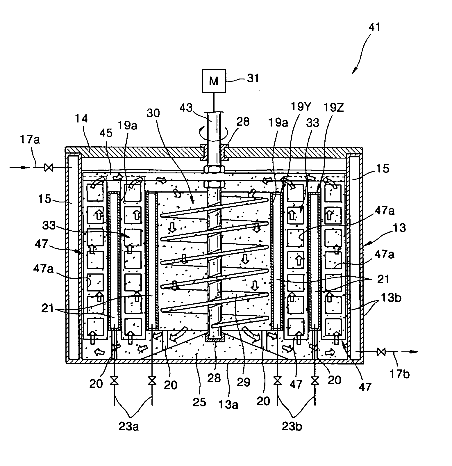 Apparatus for mixing viscous material