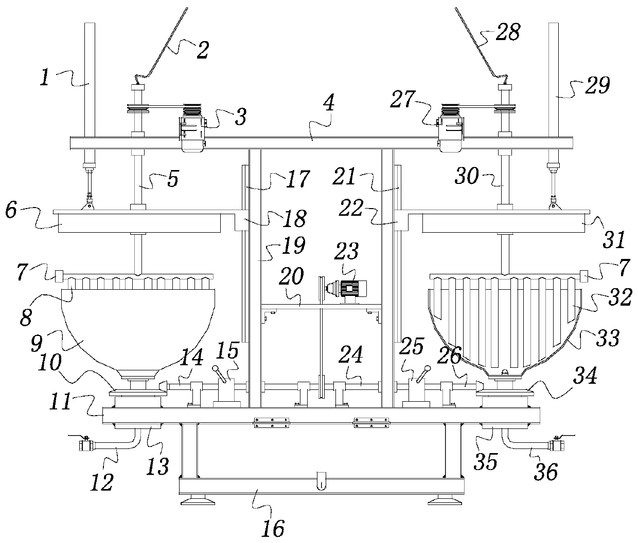 A double-station stirring and oscillating device for oil extraction