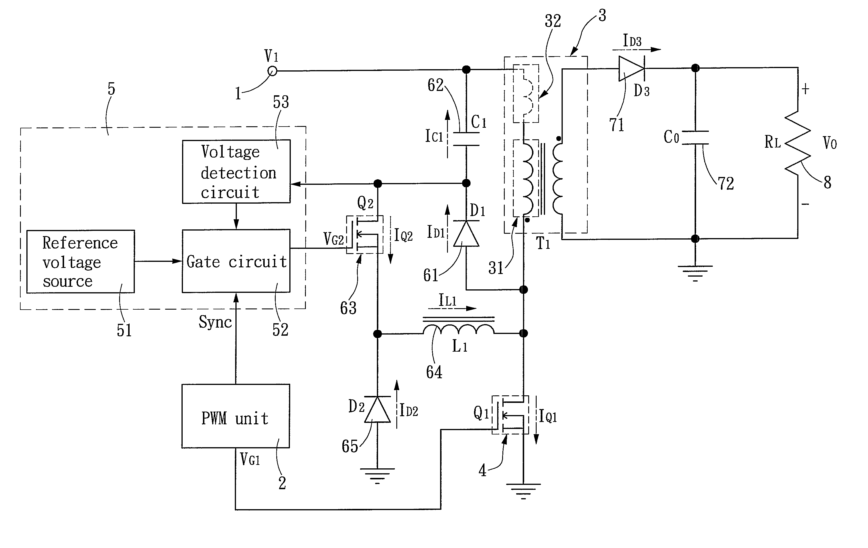 Flyback converter having an active snubber