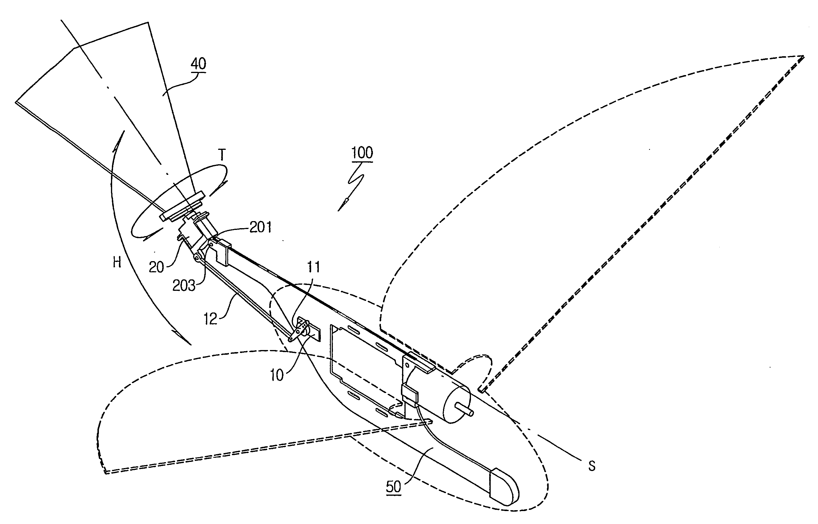 Rear wing structure for remote-controlled flight assuring fast and stable turning