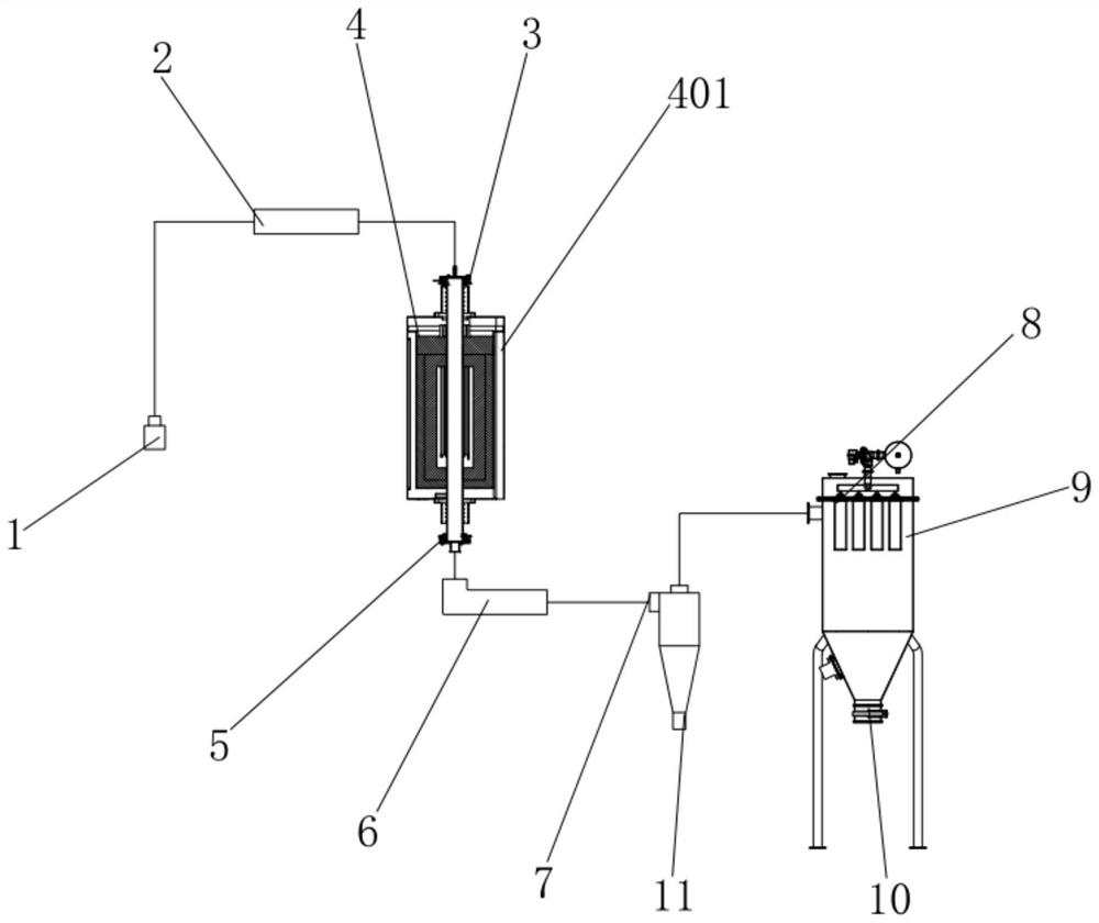 Graphite oxide high-temperature heat treatment reduction device and method capable of achieving continuous production