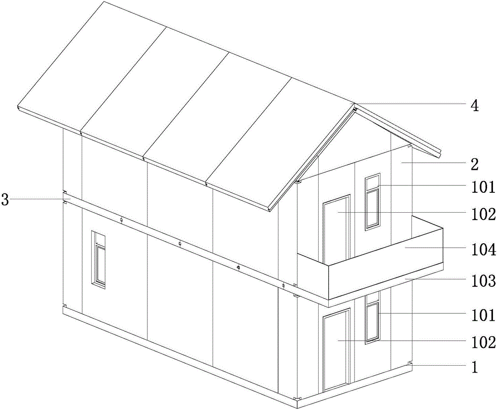 Pure part plate combined industrialized house assembling structure which can be rapidly erected