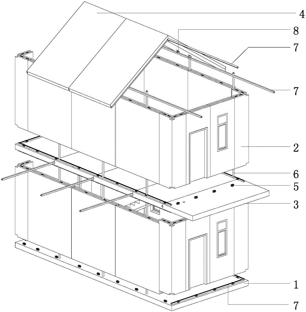 Pure part plate combined industrialized house assembling structure which can be rapidly erected