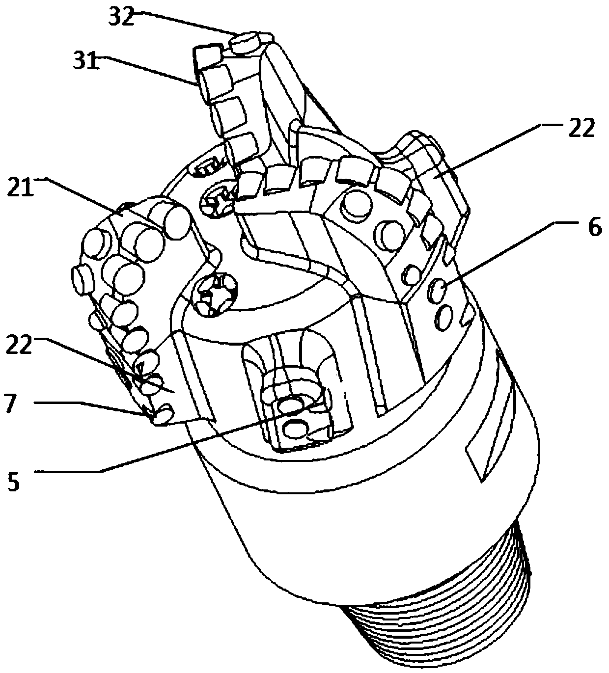 PDC drill bit suitable for middle-shallow formation directional well drilling