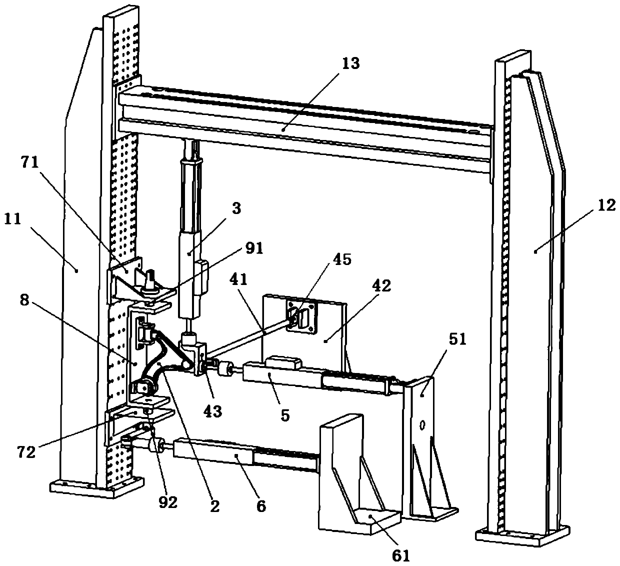 Control arm assembly bench test system for Mcpherson suspension of passenger vehicle