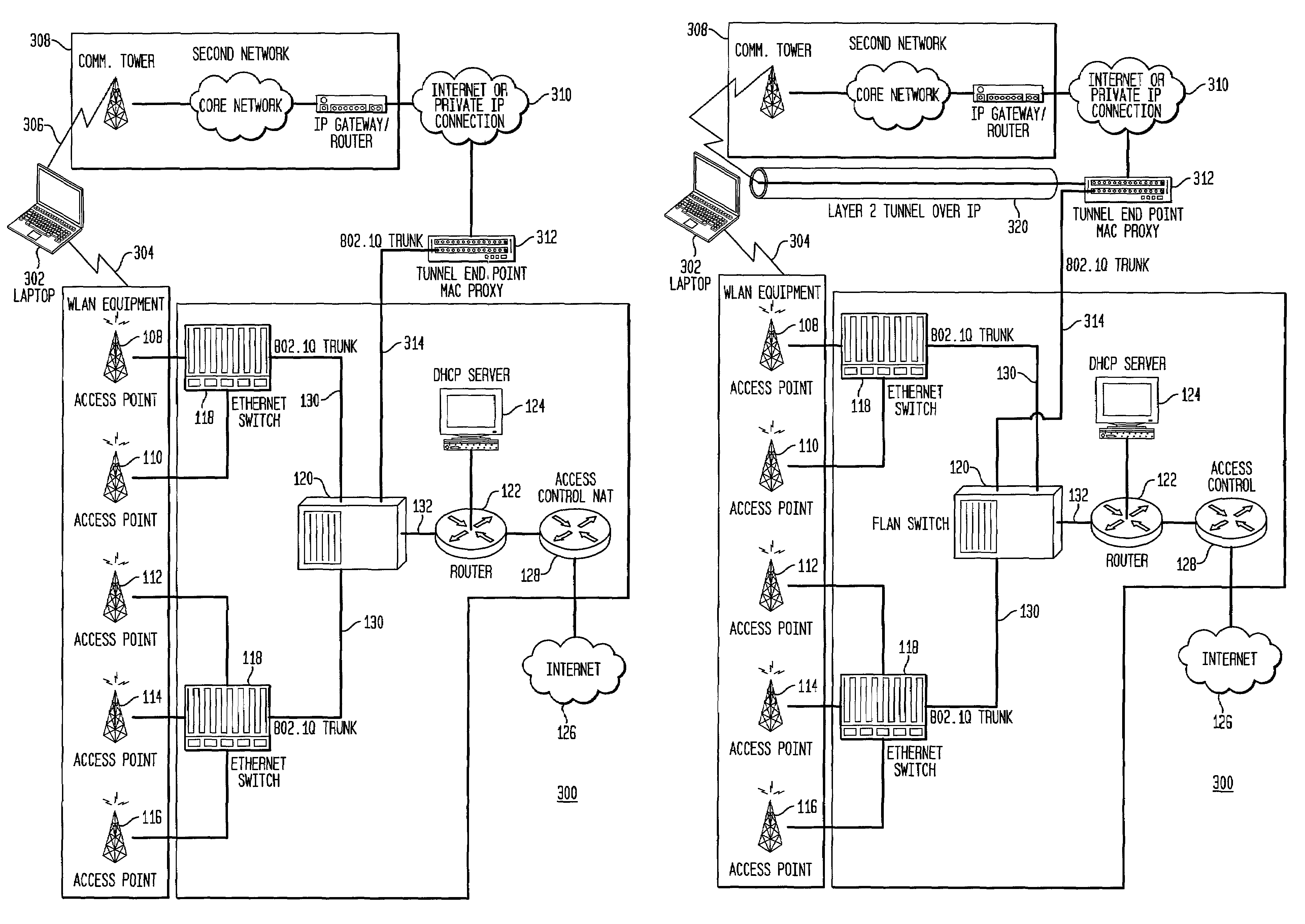 Wireless local area network with clients having extended freedom of movement