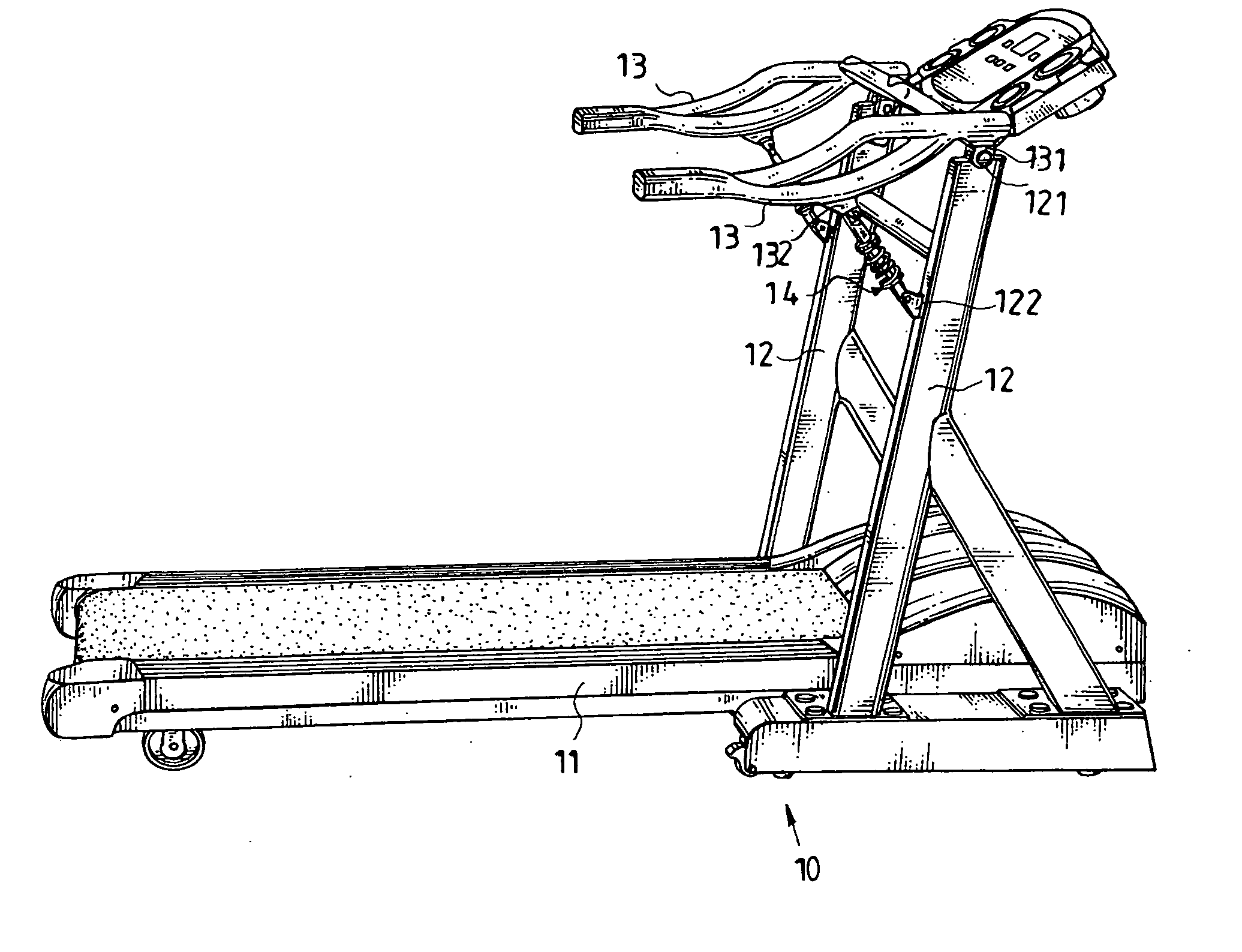 Treadmill having vibration damping function for its handlebars