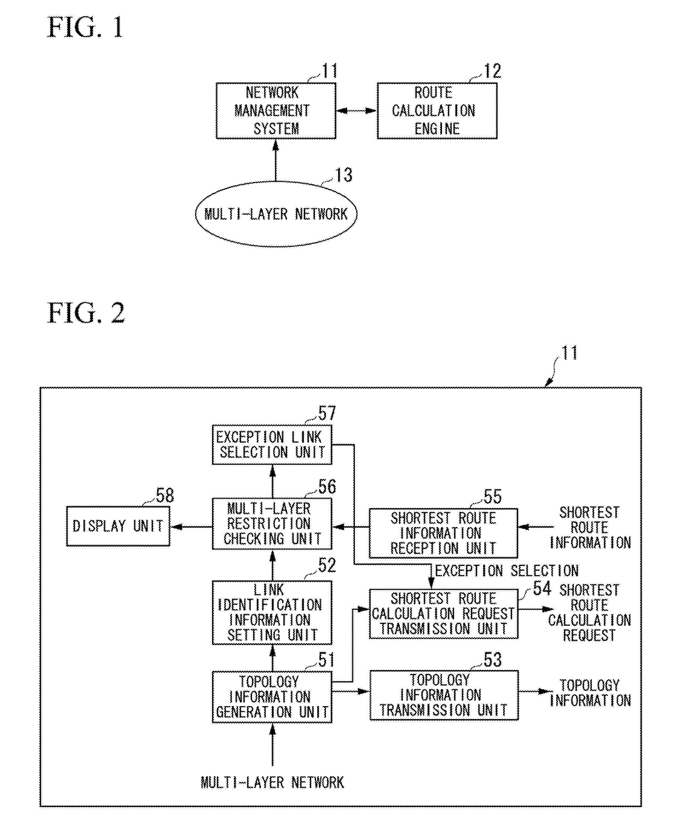 Route calculation system, network management device, route calculation engine, route calculation method and program product