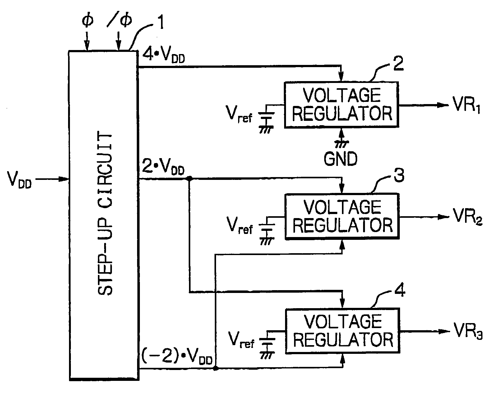 Power supply circuit including stably operating voltage regulators