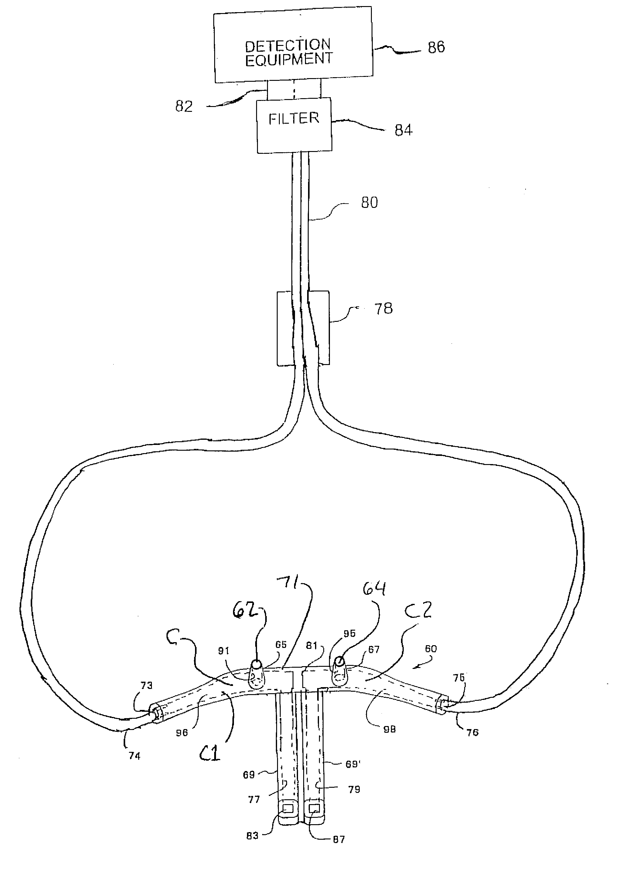 Nasal cannula for acquiring breathing information