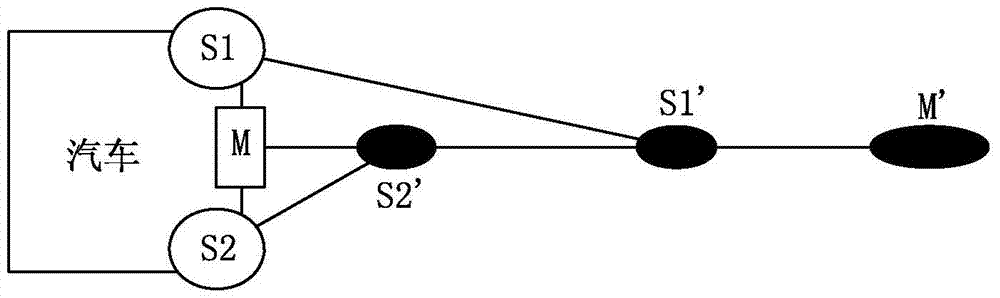 A method for displaying a static warning light signal behind a car