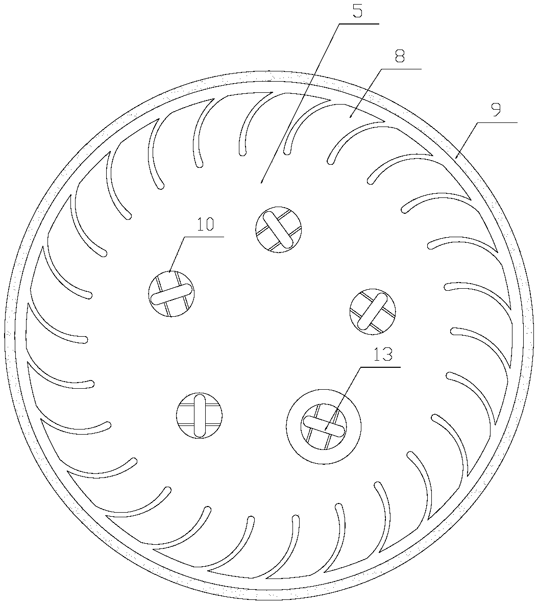 Through-flow type integrated wind wheel structure for warm air blower