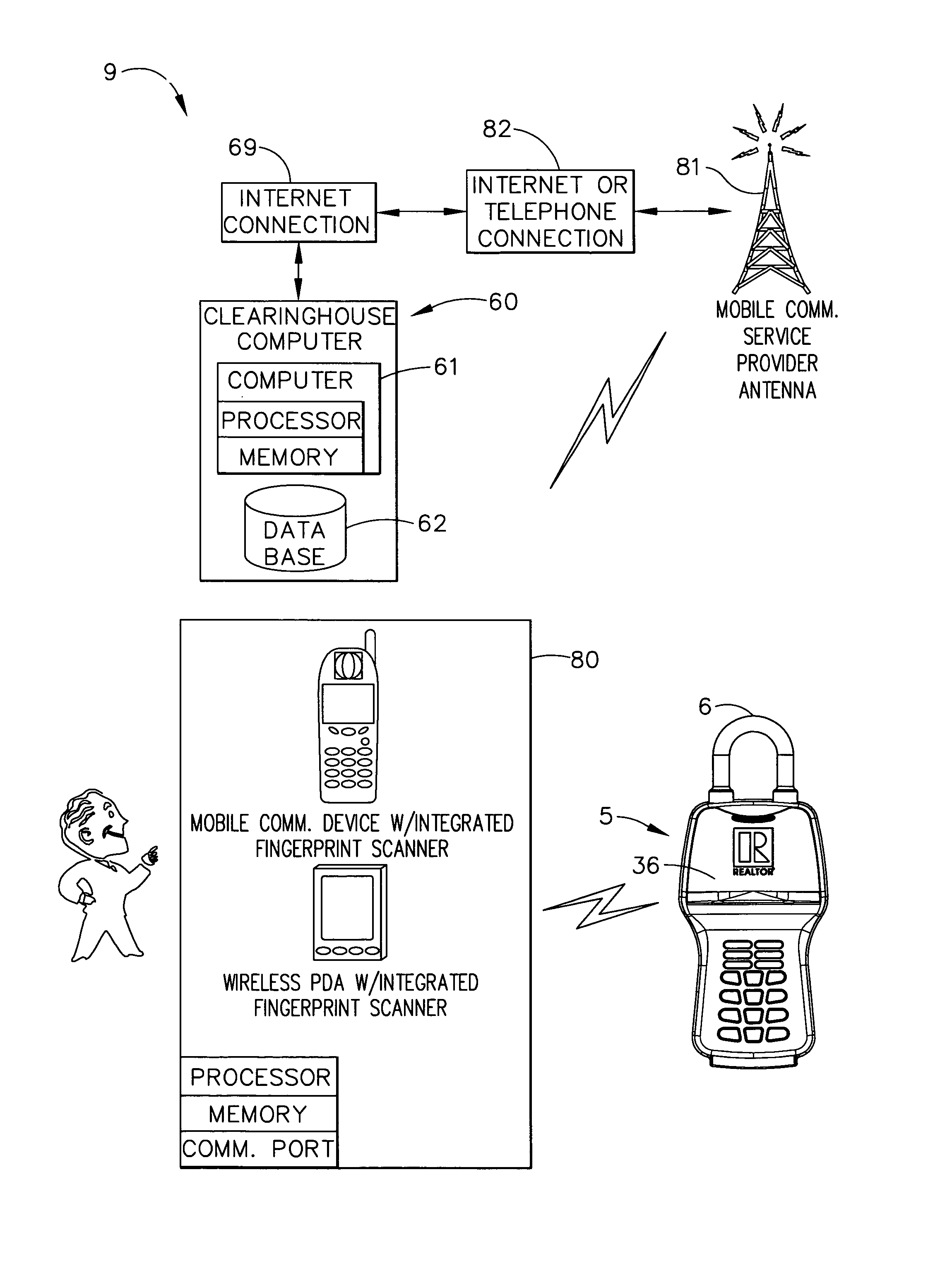 Electronic lock box with key presence sensing