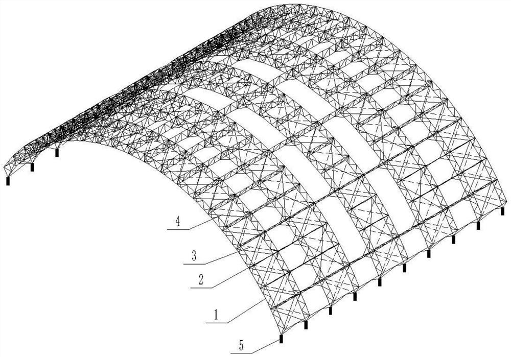 Low-steel-content ultra-large-span steel structure system based on high-precision plane truss