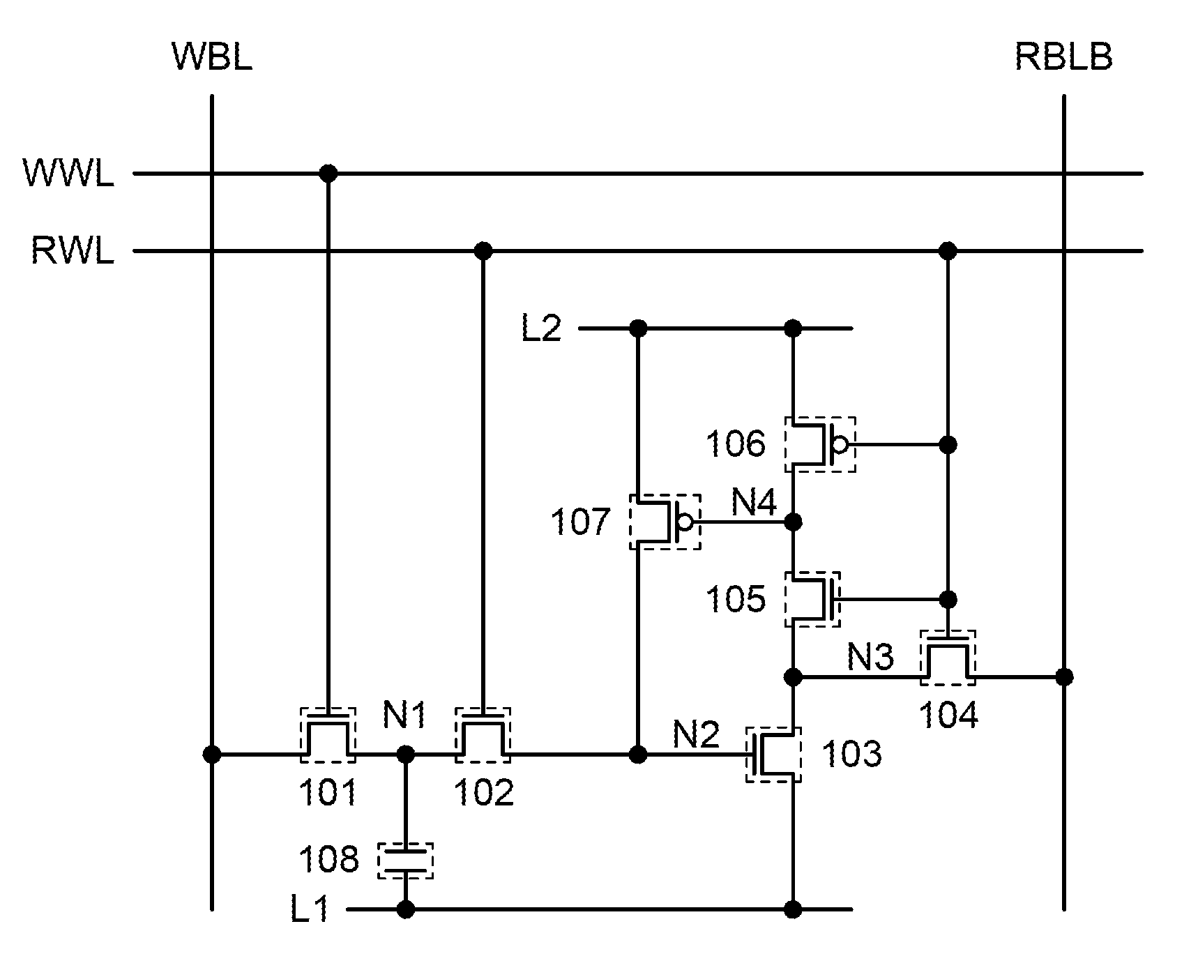 Memory cell including transistor and capacitor