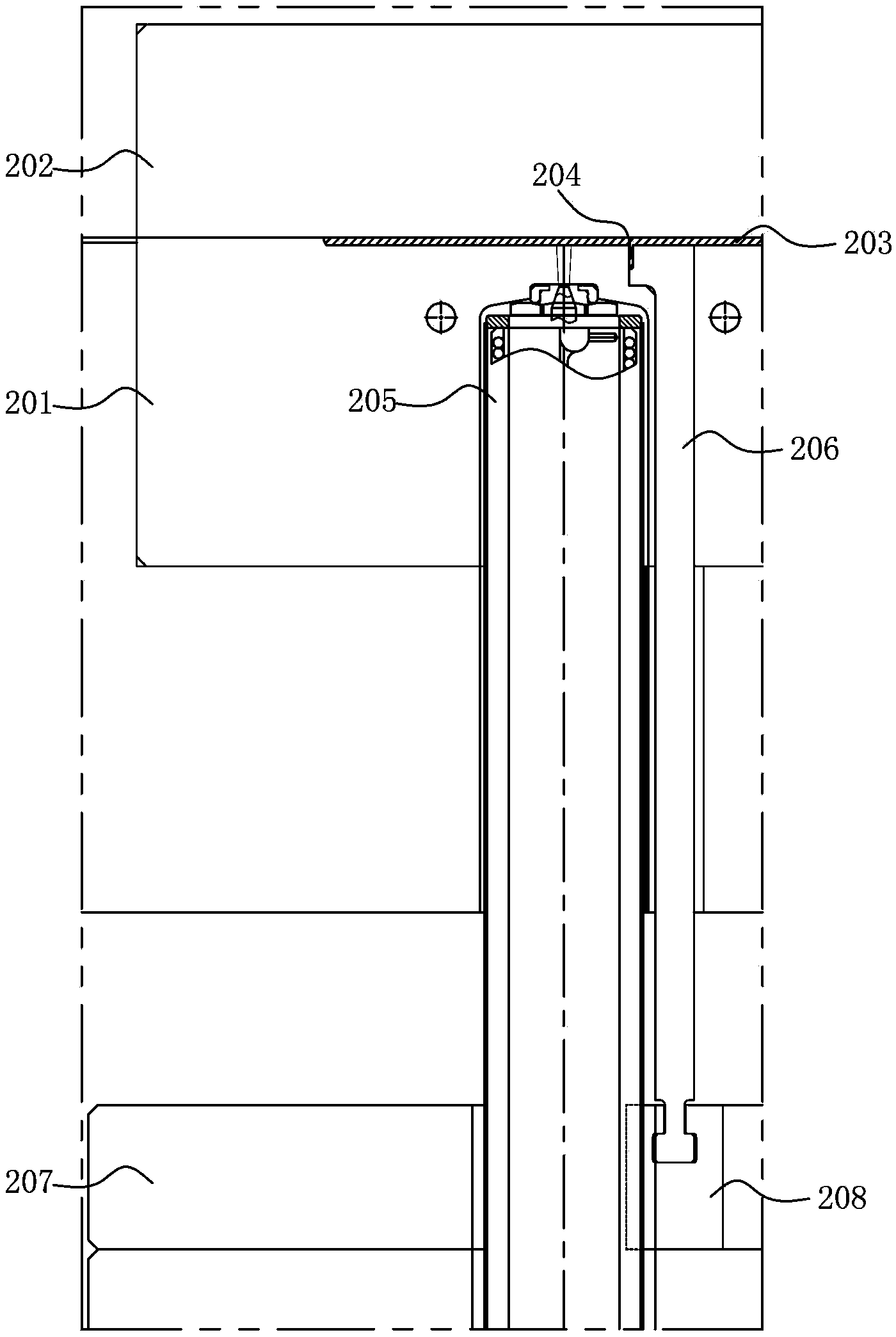 Rib strip ejection structure above hot runner