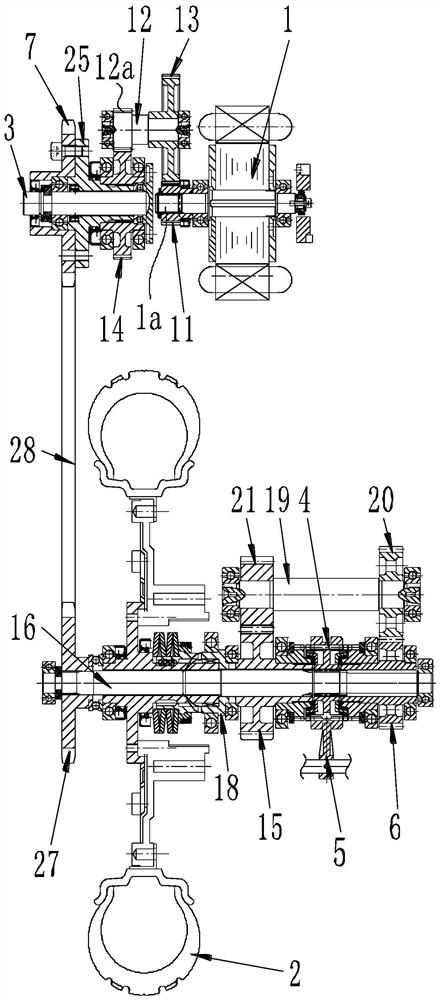 Middle-mounted chain transmission wheel core drive electric drive automatic speed change system