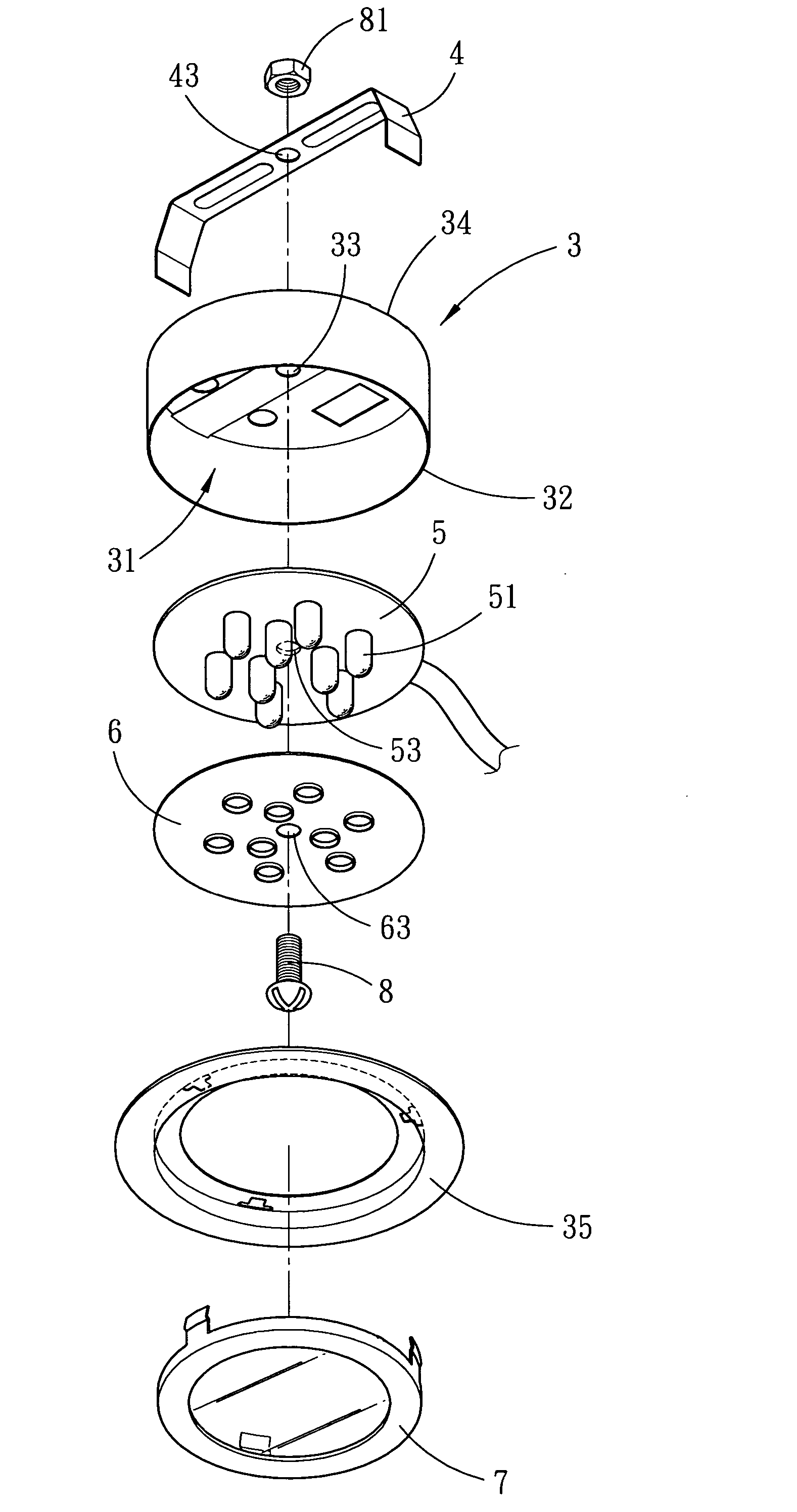 Lighting equipment for a kitchen ventilator