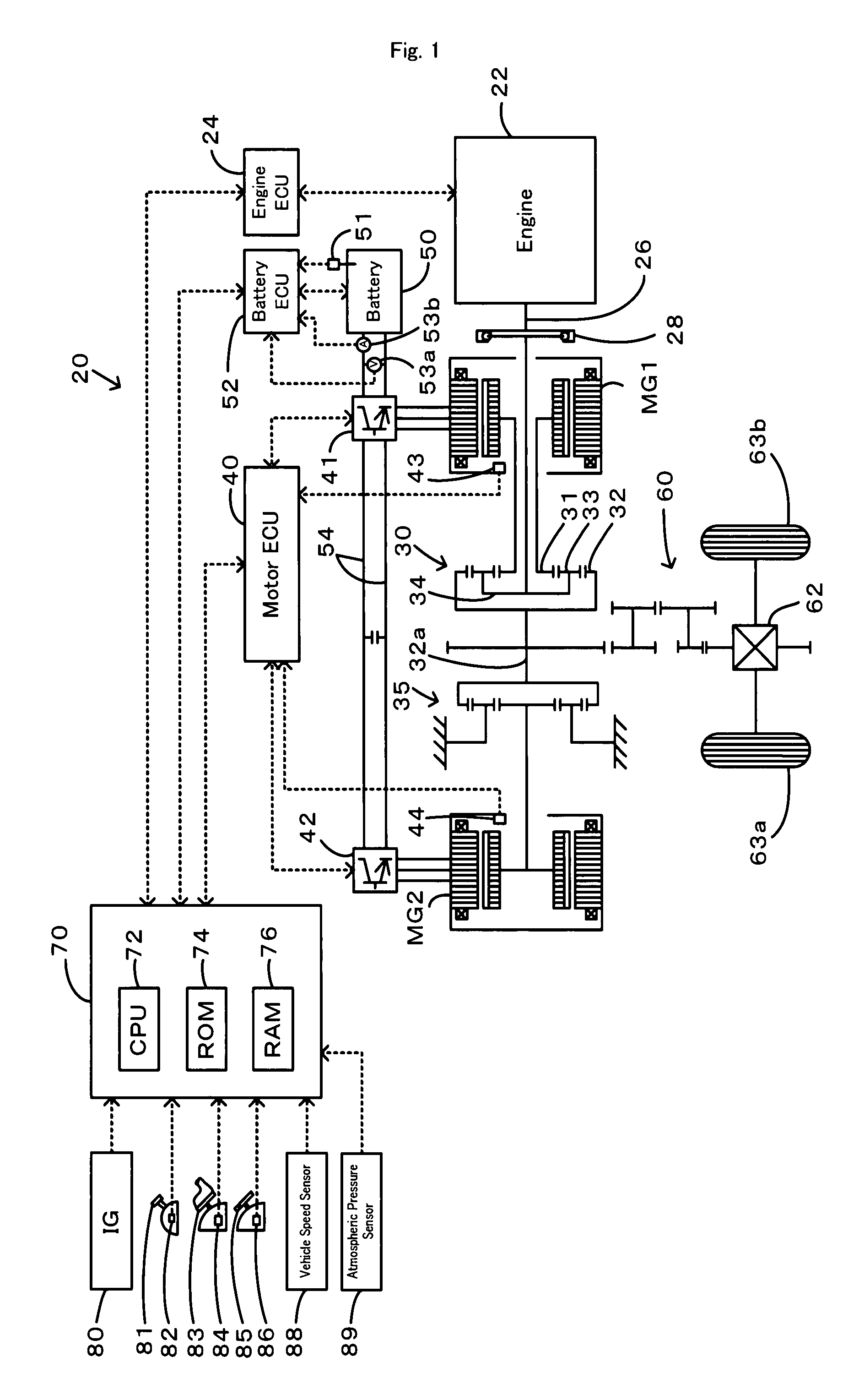 Power output apparatus, control method of power output apparatus, and vehicle equipped with power output apparatus