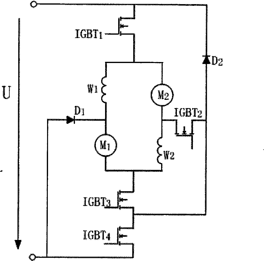 A control system with braking function of series excited direct current cross-connected double motor