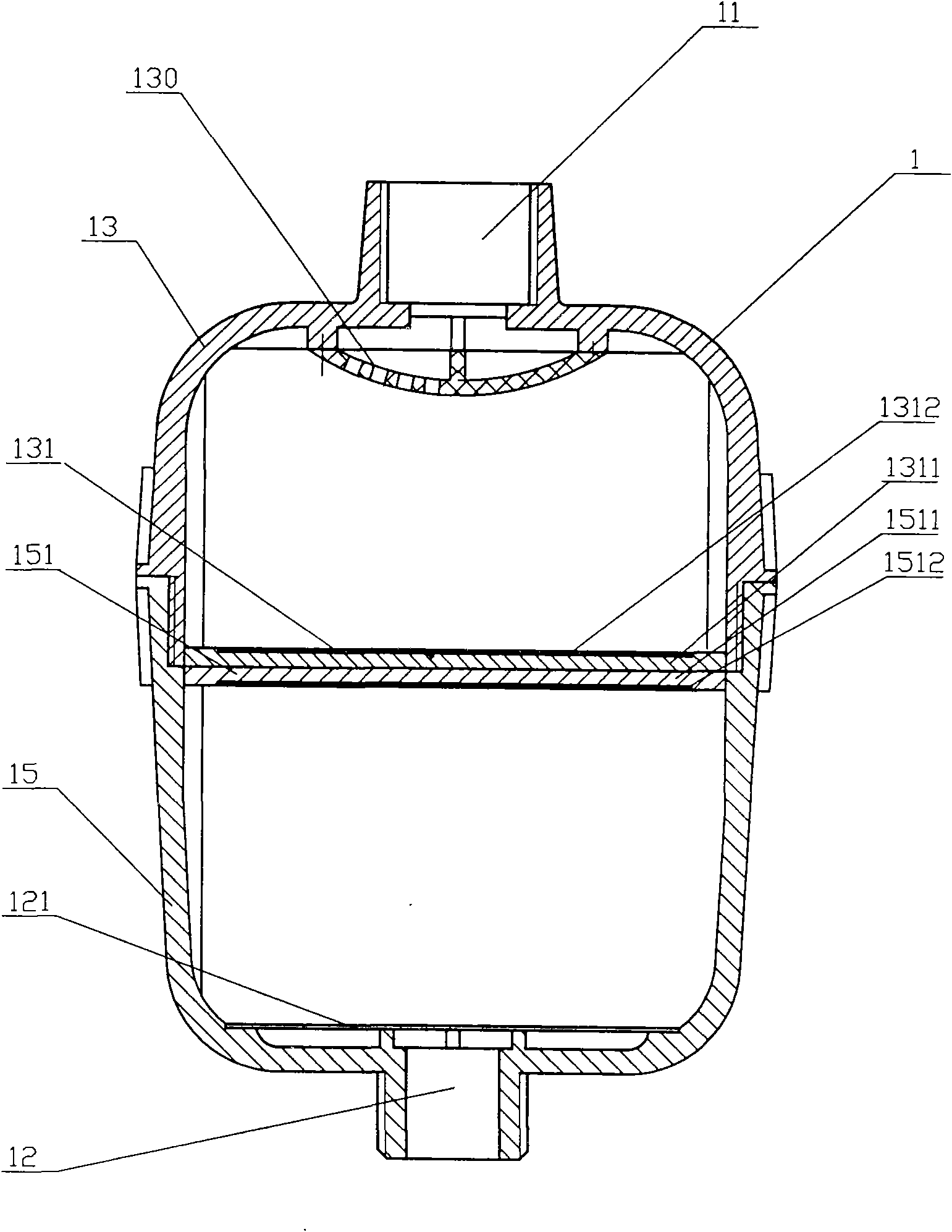 Split type filtering bath device