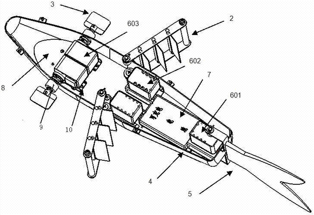 Robotic fish with power fins and method for realizing swimming action