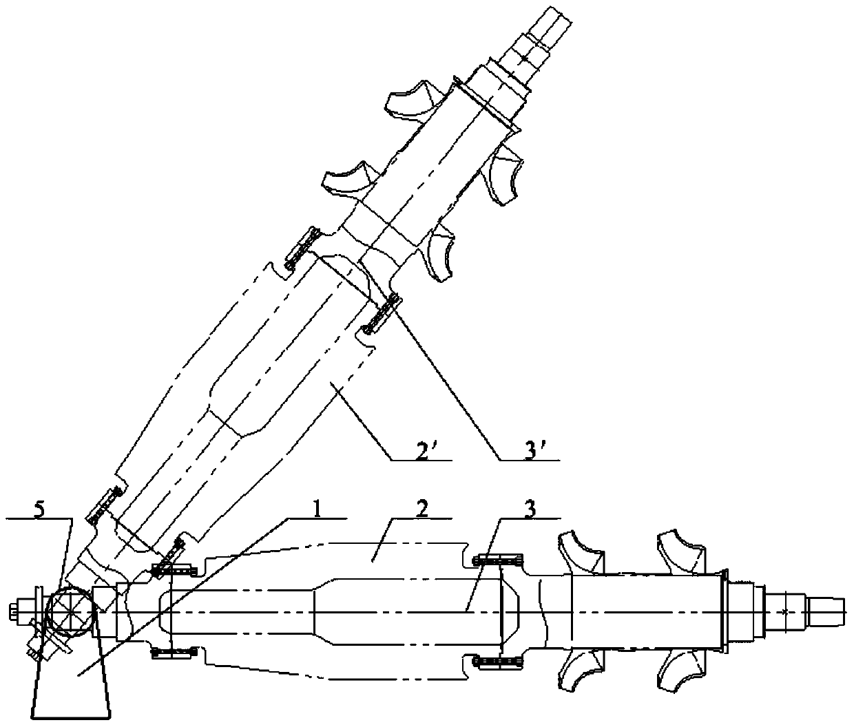 Vertical assembly device for ultra-large centrifugal compressor impeller fixed and rotatable on one side