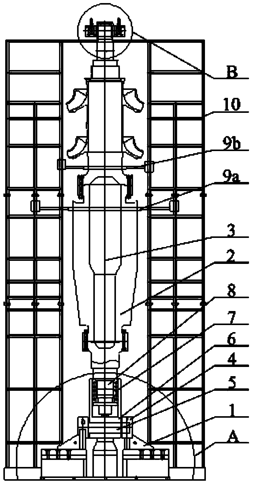 Vertical assembly device for ultra-large centrifugal compressor impeller fixed and rotatable on one side
